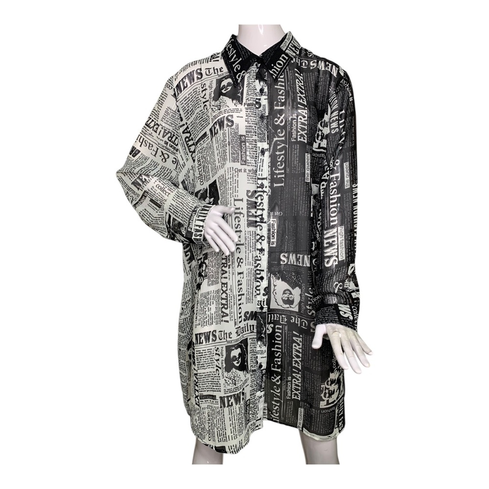 Live 4 Truth NWOT Newspaper Black & White Print Kimono-Cover Long Sleeve Size 3X - Picture 2 of 12